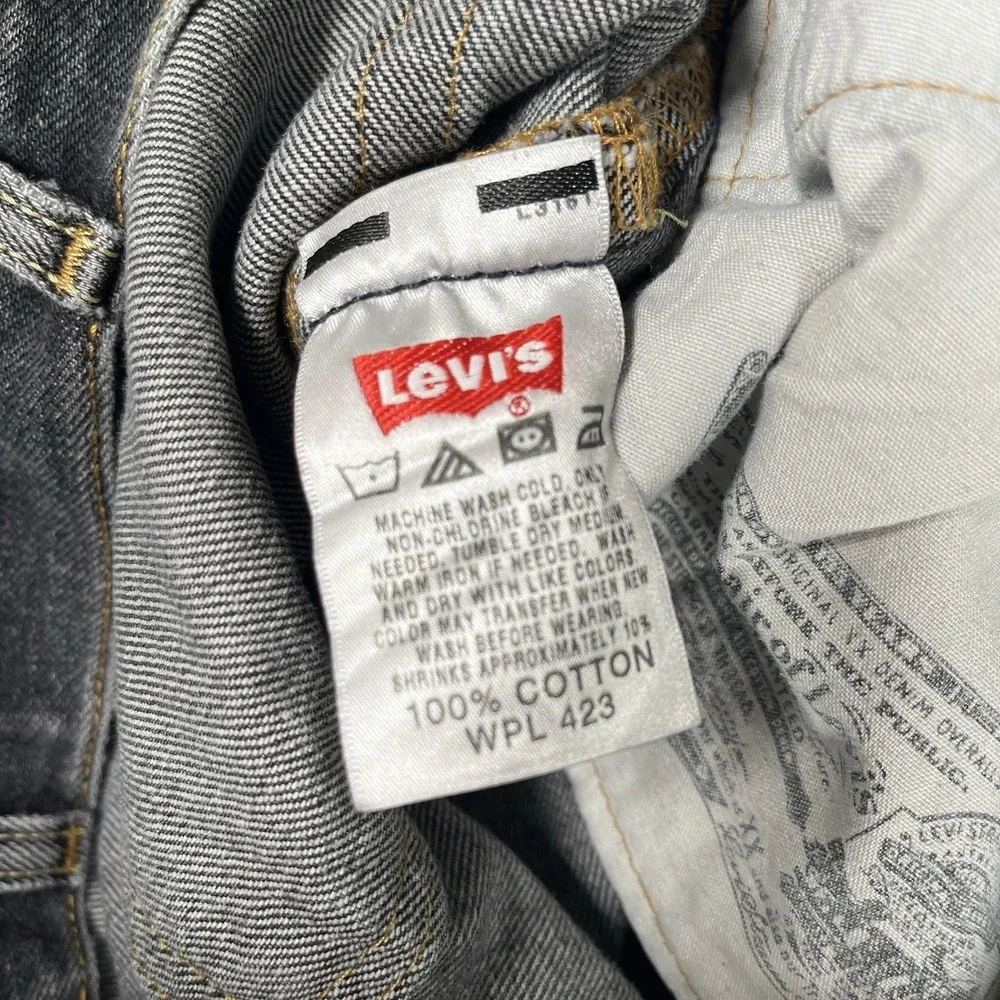Levis 501 Mens Vintage Original Straight Leg Button Fly Black Denim Jeans 40x32